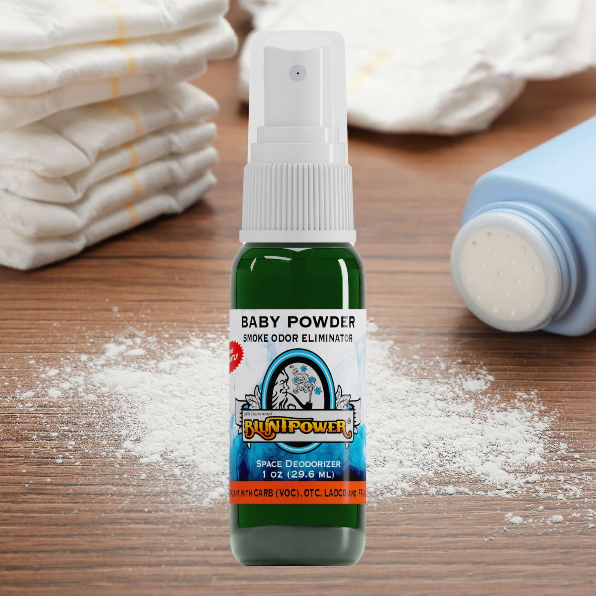 BluntPower Smoke Odor Eliminator, Baby Powder Scent, 1.0 fl. oz. (29.6