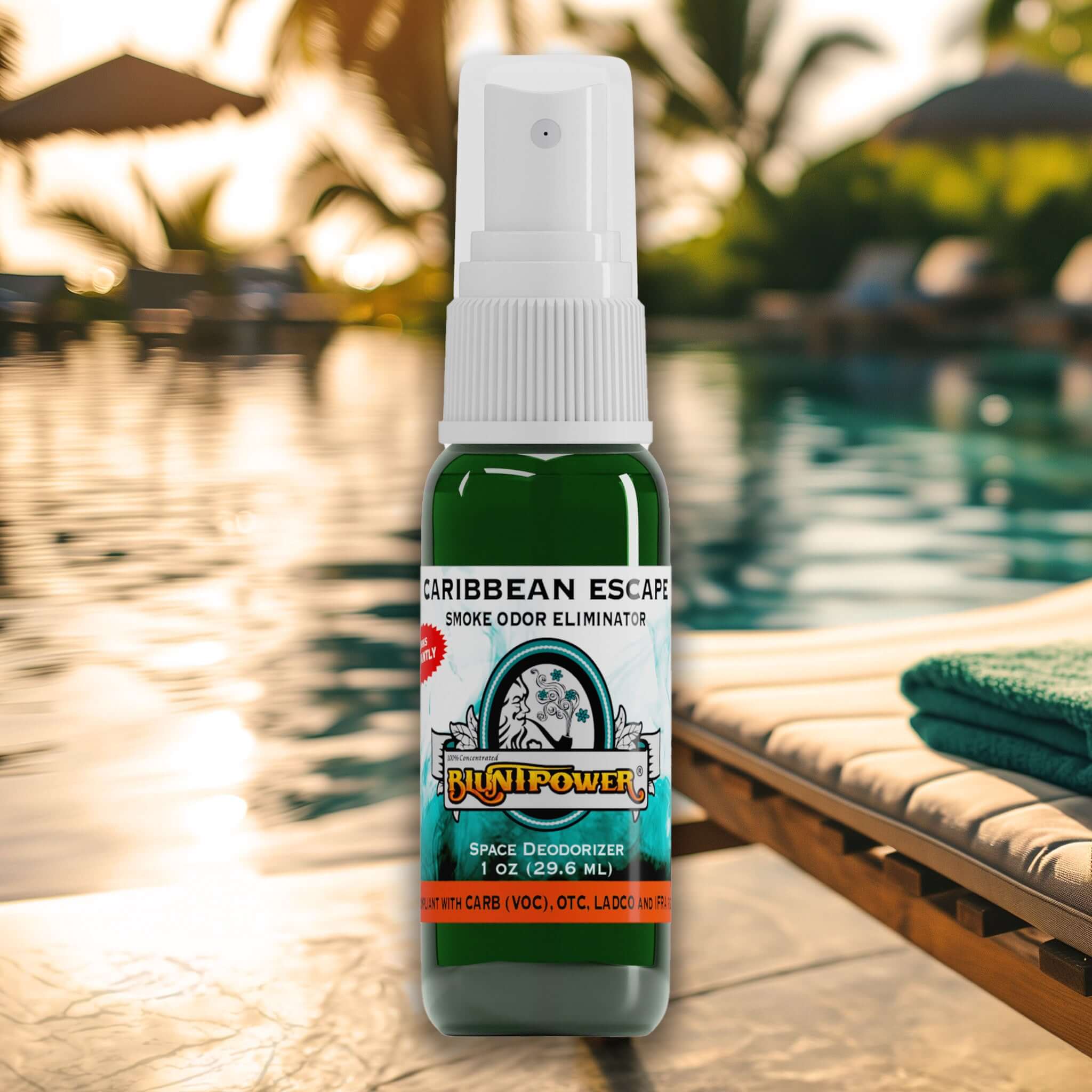 BluntPower Smoke Odor Eliminator, Caribbean Escape Scent, 1.0 fl. oz. (29.6ml)