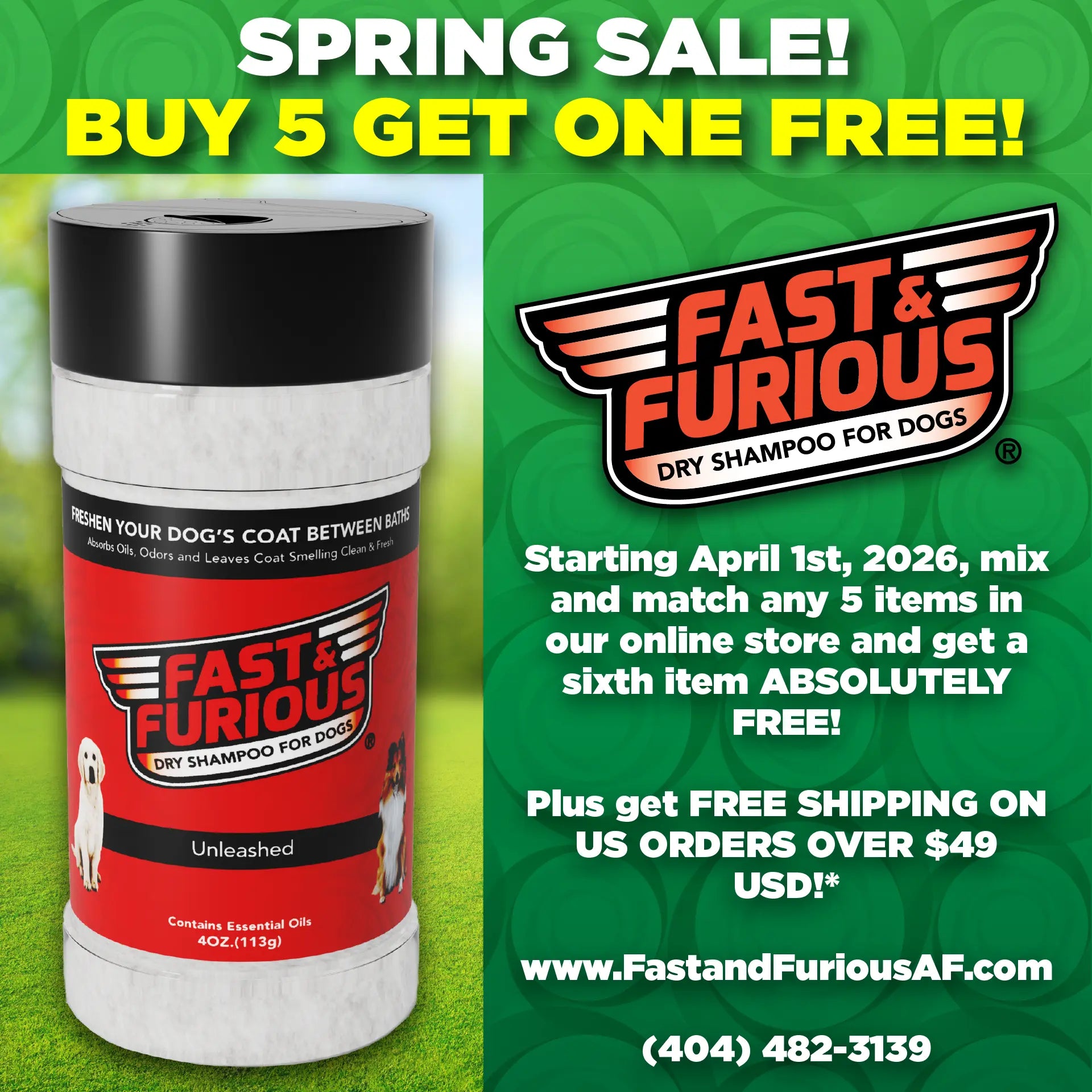 Master Creations Spring Sale, Buy 5 Get One Free, Dry Shampoo Feature, Square