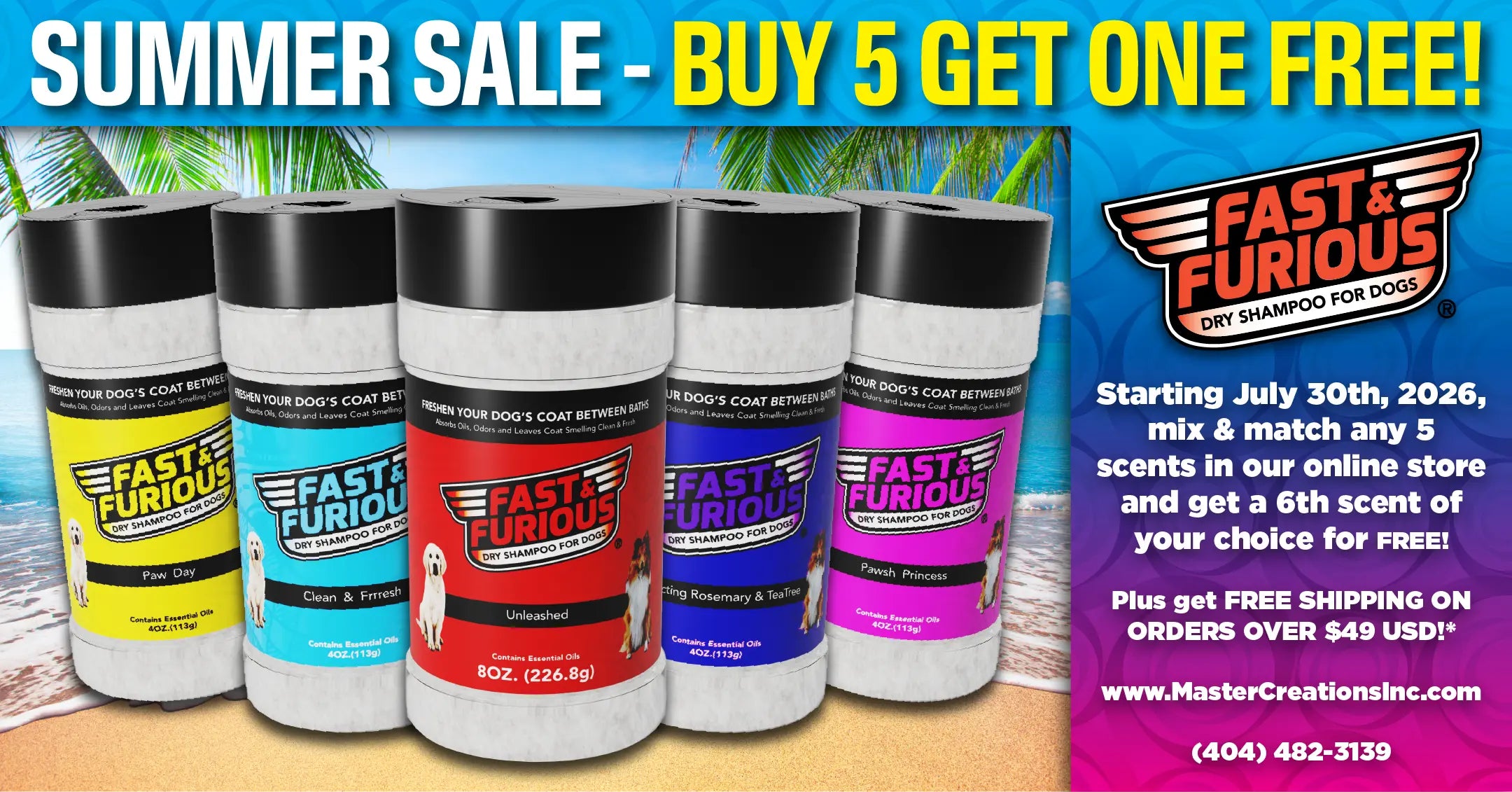 LANDSCAPE BANNER - Summer Sale, Buy 5 Dry Shampoos for Dogs, Get One Free