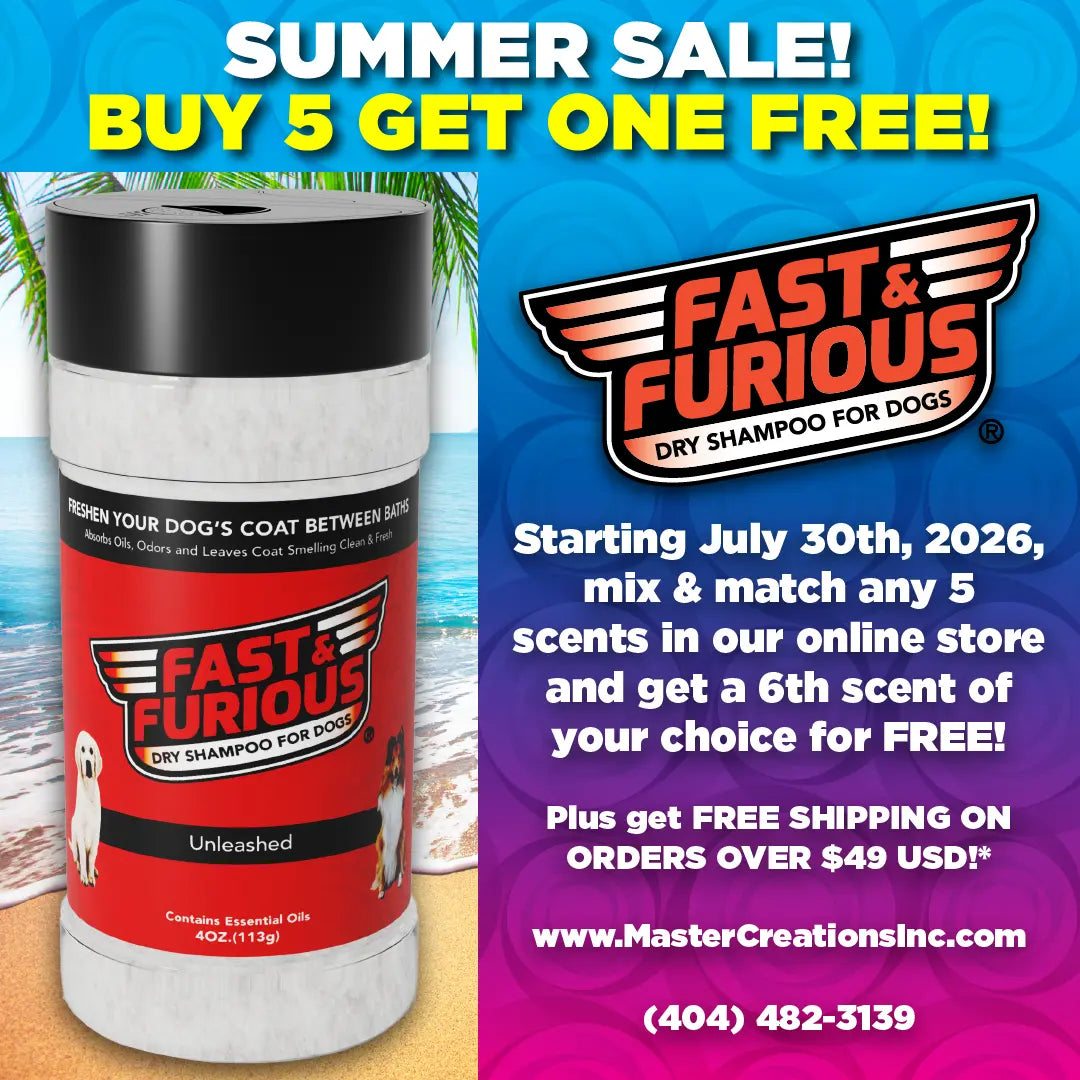SQUARE BANNER - Summer Sale, Buy 5 Dry Shampoos for Dogs, Get One Free