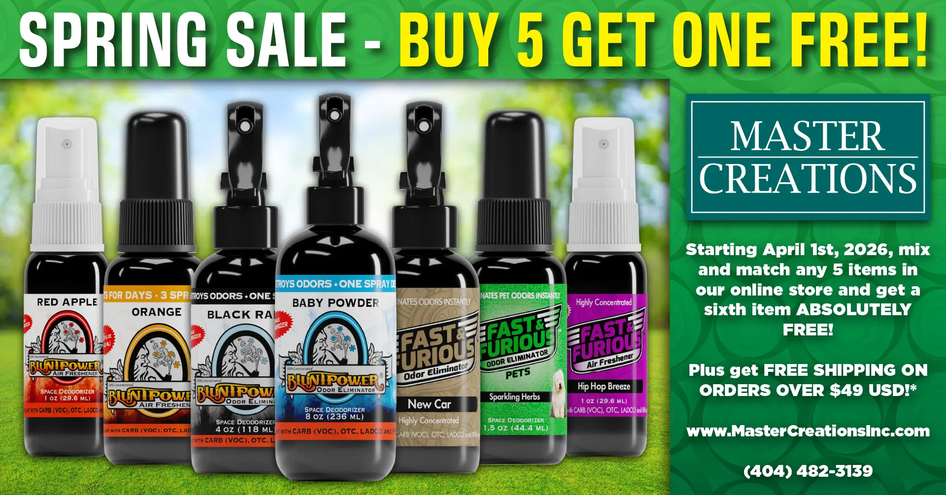 Master Creations Spring Sale, Buy 5 Get One Free, Air Freshener Feature, Landscape