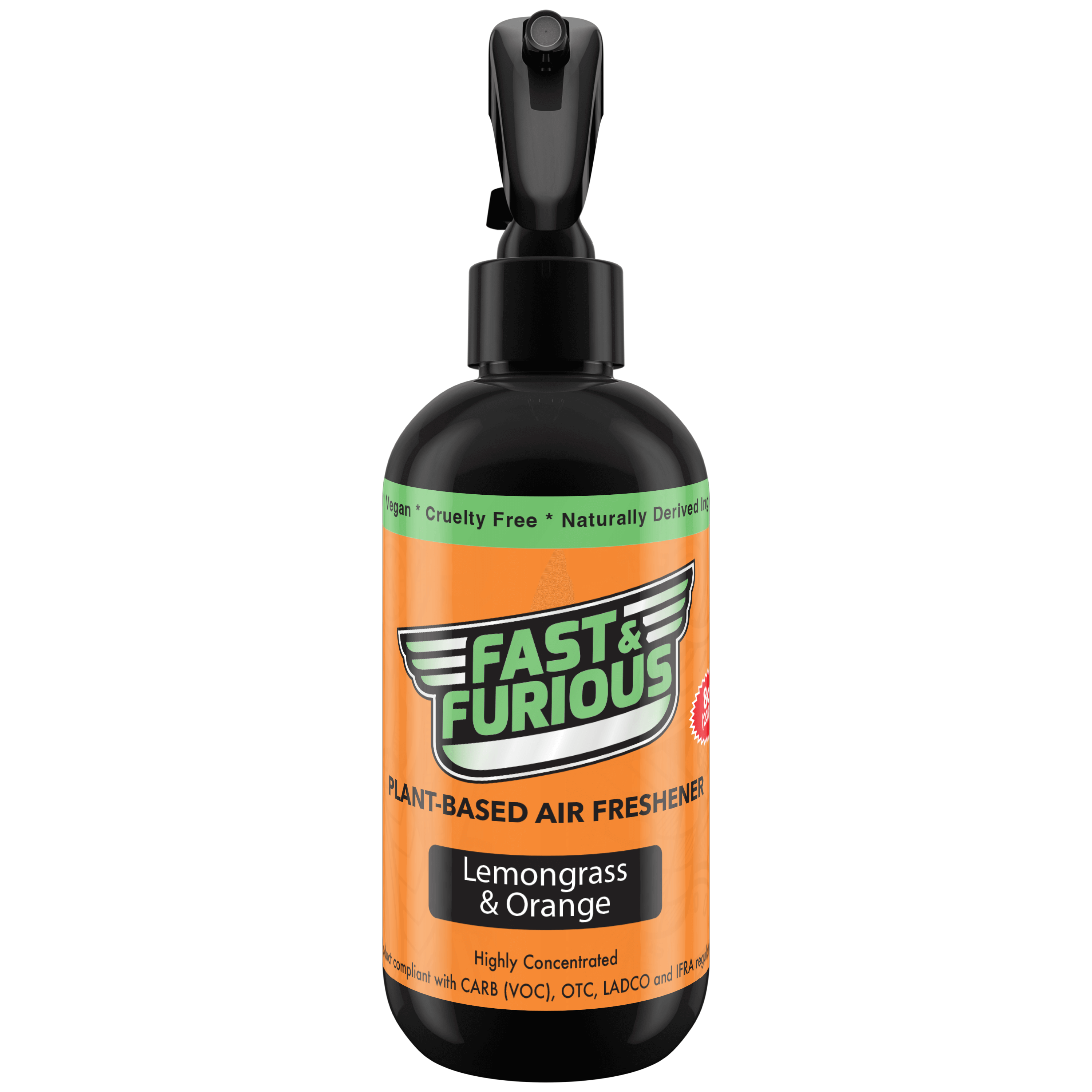 Fast and Furious Plant-Based Air Freshener - Lemongrass & Orange Scent Size: 8oz